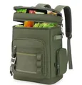 Army green waterproof insulated cooler backpack with large capacity for camping - Upgraded / Green