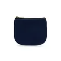 Navy blue canvas coin purse with vintage bronze zipper and white stitching - Navy Blue