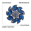 Drehbare Blumenbrosche mit blauen Markis-Edelsteinen und Goldfassung, 2,4cm - Vergoldeter Stil / Blau