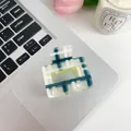 Moderne vierkante haarklem met blauw en groen geblokt patroon van gladde hars - Blauw en Groen Ruitje