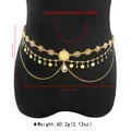 Dettaglio catena corpo dorata a strati con maglie a sole e frange metalliche - 115.5cm / Stile Paillettes e Strass Girasole (C0750)