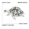 Broche de tortuga plateada con incrustación de nácar y cristales, talla 4,8cm x 2,9cm - Plateado 1820-SL