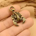 Macro shot of vintage brass scorpion pendant with detailed traditional cloud patterns - Small Scorpion