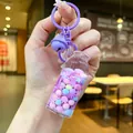 Drifting bottle keychain with purple macaron beads and snowflake sequins detail - Luminous Snowflake (Colored Hardware) / Lobster Clasp Style / Purple