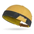 Berretto docker vintage giallo e grigio scuro con dettagli patchwork e cinturino - Regolabile / Giallo Zenzero