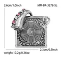 Spilla grammofono vintage con strass rosa e bianchi in finitura argento antico - Argento Antico