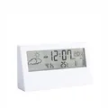Despertador digital blanco con pantalla LCD para temperatura, humedad y luz de fondo - Blanco con retroiluminación