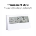 Reloj digital blanco con pantalla LCD transparente que muestra temperatura y humedad - Blanco transparente