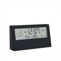 Reloj despertador digital negro con temperatura, humedad y luz de fondo - Negro con retroiluminación