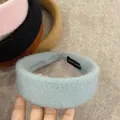 Cerchietto spesso in peluche di lana per donna in vari colori autunnali fatti a mano - Blu