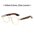 Retro champagne yellow frames with tortoise temples and transparent lenses - Yellow Frame Clear Lens