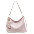 Light pink faux leather tote and small matching bag set with gold hardware - Pink