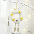 Ghirlanda natalizia in peluche bianco con stelle gialle e gambe a strisce, 22cm - Bianco