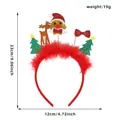 Serre-tête de Noël rouge avec renne, Père Noël et sapins verts pailletés - Style Père Noël Nœud Plume Rouge