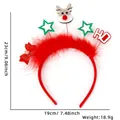 Serre-tête de renne de Noël avec plumes rouges et décorations scintillantes - Style Renne Étoile Plume Rouge