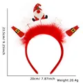 Serre-tête de Noël avec gnome en paillettes rouges et mini bonnets de Père Noël, 23,5cm - Style Gnome Étoile Plume Rouge
