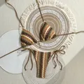 Two-piece crochet bikini set with earth-tone zig-zag pattern and side ties - S / Coffee Green