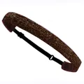 Elastic brown glitter hairband for children with adjustable black strap and buckle - Coffee