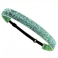 Elastic sequins hairband in bright green glitter finish with adjustable black cord - Aqua Green