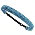 Sparkly blue sequin elastic headband for kids with adjustable black strap and buckle - Light Blue