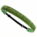 Sparkly green sequin elastic headband for kids with adjustable black strap and buckle - Fruit Green
