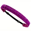 Adjustable purple glitter headband for girls with elastic black strap and plastic buckle - Fuschia