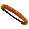 Elastic sequin headband for kids in bronze glitter finish with adjustable strap - Orange