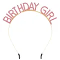 Birthday Girl Haarreif aus goldener Legierung mit rosa Strasssteinen für Partys - Birthday Girl / Gold / Rosa