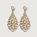 Orecchini pendenti bohémien dorati con cristalli champagne marquise e strass scintillanti - Argento + Zirconia Gialla