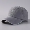 Vintage washed cotton baseball cap featuring high quality turtle embroidery - One Size / Gray