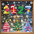 Festive 2027 Christmas window stickers with Santa theme, trees and snowflakes - 【4 Styles Combination】BQ528+546+551+552