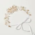 Cerchietto sposa fatto a mano con foglie dorate e perle per eleganti acconciature nuziali - Stile Fascia per Capelli a Foglia / Oro