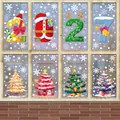Colorful Merry Christmas static window stickers with 2027 numbers and festive trees - 【5 Styles Combination】BQ528+545+546+550+551