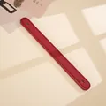 Burgundy lychee texture PU leather wrist strap with double hole stitching detail - Burgundy