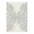 Elegante invito di nozze tagliato al laser in carta glitterata argento con motivi floreali - Argento Scintillante