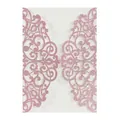 Pink glitter laser cut wedding invitation card holder with baroque scroll pattern - Glitter Pink