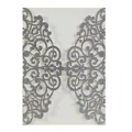 Silver glitter laser-cut wedding invitation card with intricate lace pattern - Glitter Charcoal Silver