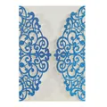 Laser cut glitter wedding invitation cover in bright blue floral scroll pattern - Glitter Royal Blue