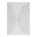 Elegant white laser-cut invitation sleeve with subtle glitter finish for weddings - Glitter Ivory