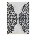 Sparkling dark blue glitter wedding invitation with laser cut baroque floral patterns - Glitter Dark Blue