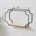 Modern black wave iron wall shelf with wood base measuring 30x18cm for home decor - Large / Black