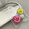 Cute pink smile round hair clip and white heart accessory set in clear gift packaging - Rose Pink Smiley Accessory Set (J5-B65) / Rose Red