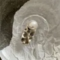 Elegant silver metal hair clip with a large white pearl and hammered texture - 3D Pearl Style (J7.2) / Gunmetal