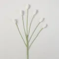 Handmade crochet white rose bouquet with six knitted buds and green stems - White - 6-Head Bell Fruit Branch