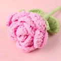 Handmade pink crochet rose flower gift with thick yarn and soft chenille texture - Oversized Chenille Rose Bouquet - Pink