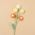 Handmade crochet flower bouquet with five colorful knitted roses in orange and yellow - Xue Wu - 5-Head Puff Flower Branch (Gradient Orange)
