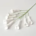 Handmade white crochet lily of the valley knitted flower bouquet with green stem - Xue Wu Bell Flower - White