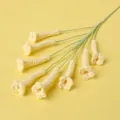 Handmade crochet light yellow carnation flower with green stem for home decoration - Xue Wu Bell Flower - Yellow