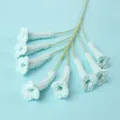 Handmade light blue crochet lily of the valley flower bouquet with green stem - Xue Wu Bell Flower - Blue