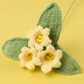 Handmade crochet light yellow flowers with green leaves and knitted stems - Lily of the Valley Bouquet / Yellow